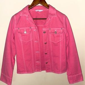 Cabi #133 cotton pink button down denim jacket